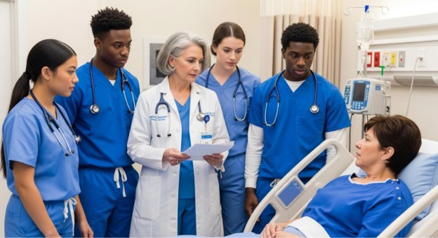 lvn students doing rotations in hsopital with doctor